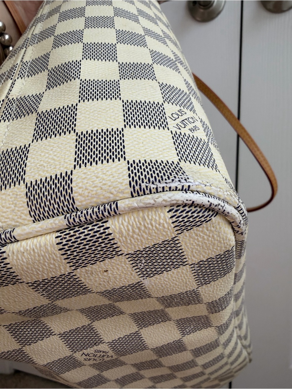 Fashion Inspired Checkered Canvas Tote Bag in Beige and Tan - Picture 12 of 16